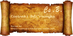 Csetneki Bársonyka névjegykártya